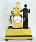 Арт-студия "Кентавр" - Cтаринные каминные часы с боем в стиле ампир "Эвтерпа - покровительница музыки" №010237