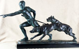 Арт-студия "Кентавр" - Скульптура бронзовая "Юноша с собаками" №011720