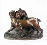 Арт-студия "Кентавр" - Бронзовая скульптура "Играющие тигр и тигрица" 1890-е годы №012209