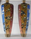 Арт-студия "Кентавр" - Парные  напольные  вазы с изображением цветов, птиц и бабочек. №012555