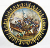 Арт-студия "Кентавр" - Антикварная фарфоровая тарелка с изображением батальной сцены на Аркольском мосту в 1796 году. №012592