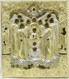 Арт-студия "Кентавр" - Старинная икона "Собор архистратига Михаила" в серебряном окладе №014578
