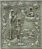 Арт-студия "Кентавр" - Редкая старинная икона "Святая Улита и святой Кирик" в серебряном окладе №014620