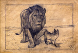 Арт-студия "Кентавр" - "Лев и лисица" (Иллюстрация к басне И.А.Крылова) №015123