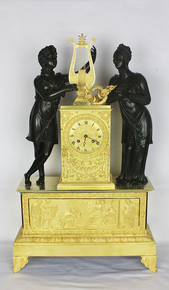 Арт-студия "Кентавр" - Старинные каминные часы с боем в стиле ампир "Орфей и Эвридика " №012170