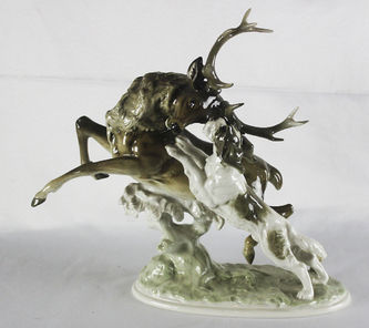 Арт-студия "Кентавр" - Фарфоровая статуэтка "Охота на оленя" №012547