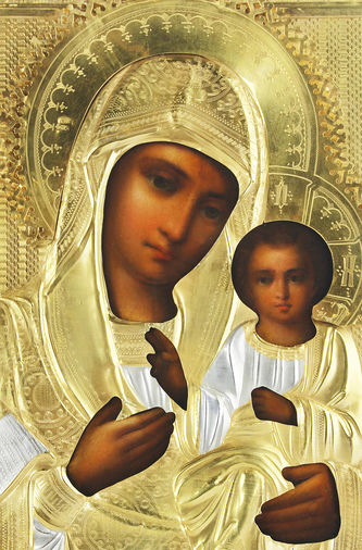 Арт-студия "Кентавр" - Старинная икона "Иверская Пресвятая Богородица" №013258