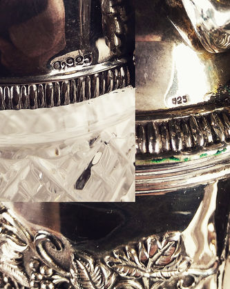 Арт-студия "Кентавр" - Серебряный кувшин для вина, украшенный фигуркой монаха, виноградной лозой и маской Бахуса №013825