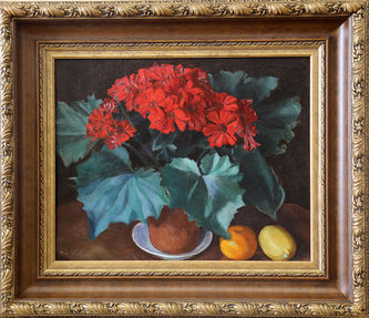 Арт-студия "Кентавр" - "Натюрморт с красным цветком в горшке" №014287