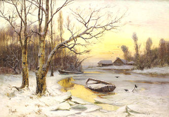 Арт-студия "Кентавр" - "Зимний пейзаж с лодкой" №014474