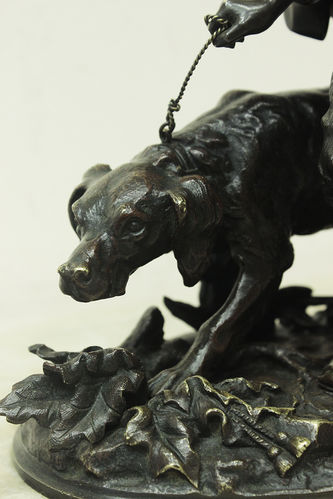 Арт-студия "Кентавр" - Бронзовая скульптура "Охотник с собакой" №014590