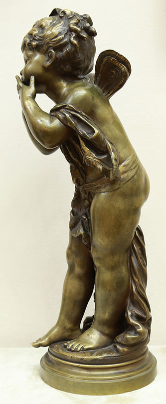 Арт-студия "Кентавр" - Антикварная бронзовая скульптура "Мальчик-ангел" (Воздушный поцелуй) №014818
