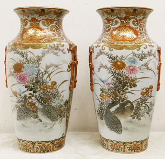 Арт-студия "Кентавр" - Парные вазы с изображением жанровых сцен, цветов и птиц киви №015033