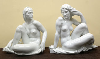 Арт-студия "Кентавр" - Парные скульптуры обнажённых девушек в стиле ар-деко №015224