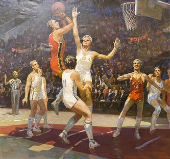 картины спорта купить, баскетбол купить картину, сборная СССР по баскетболу картина купить