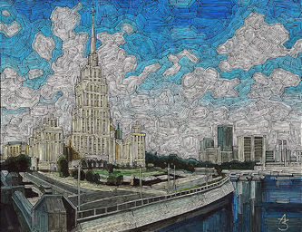 Арт-студия "Кентавр" - "Вид на гостиницу "Украина" в Москве" №015555