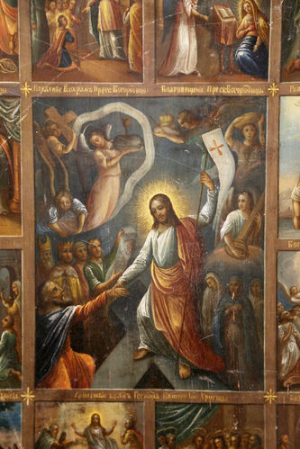 Арт-студия "Кентавр" - Старинная икона "Воскресение Христово с праздниками" №016287