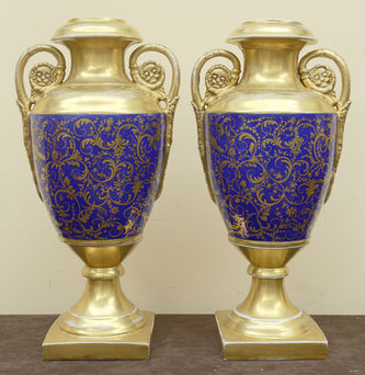Арт-студия "Кентавр" - Парные вазы с изображением миниатюр "Казаки в Париже" №008947