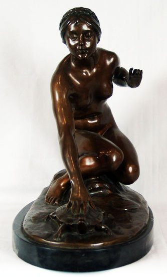 Арт-студия "Кентавр" - Скульптура бронзовая "Девушка  с черепахой" №009321